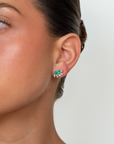 Brisa Emerald Half Flower Earrings