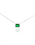 Zoe - Solitaire Square Emerald Necklace