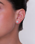 Lida - Mini Round Diamond Emerald Earrings