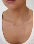 Bari - Bezel Round Emerald Marquise Necklace
