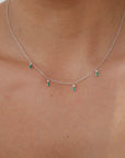 Bari - Bezel Round Emerald Marquise Necklace
