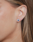 Dora - Mini Square Sapphire Earrings