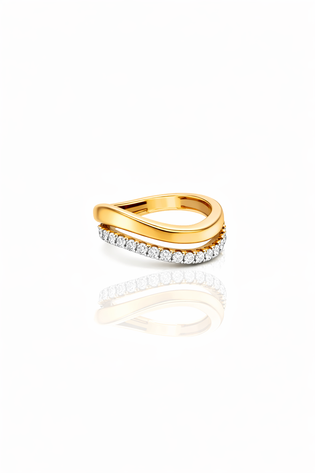 Bree - Curved Gold &amp; Diamond Ring