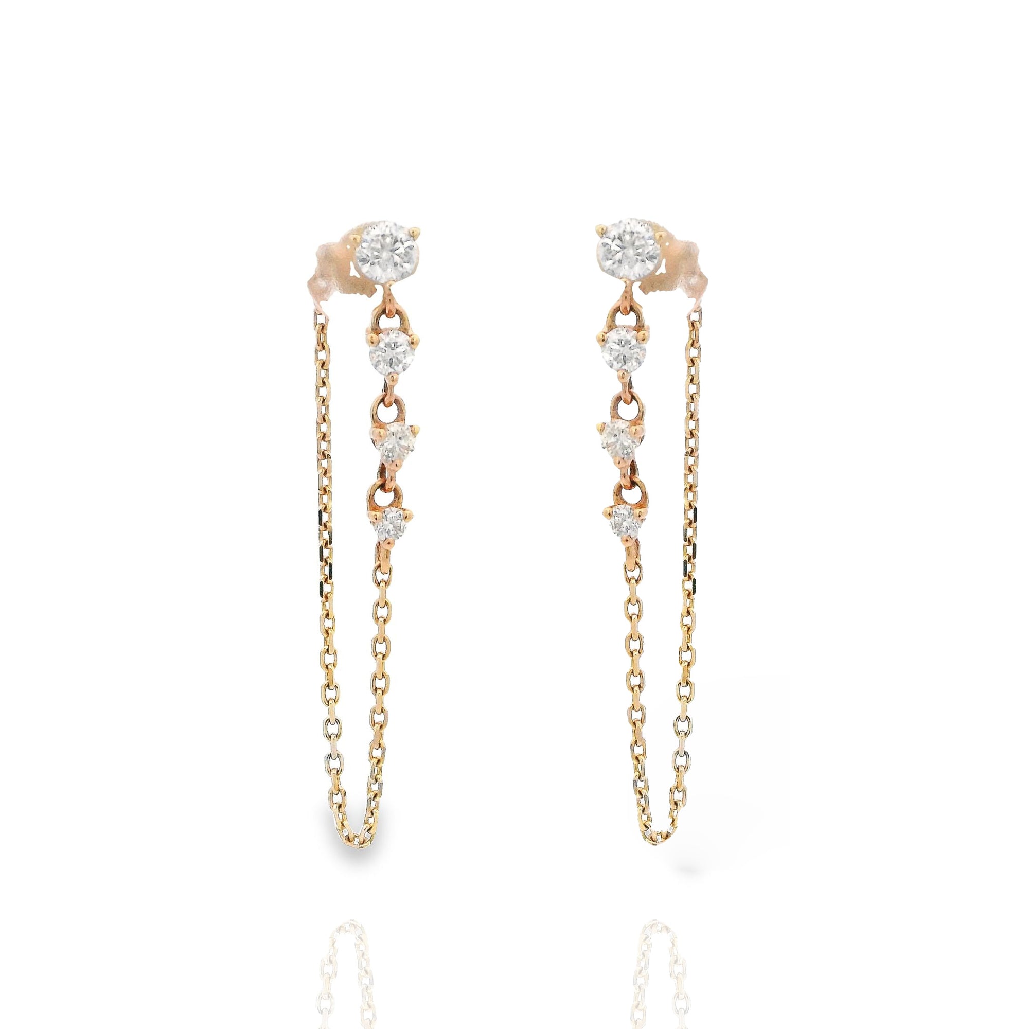 Kaia - 4 Diamonds Chain Earring