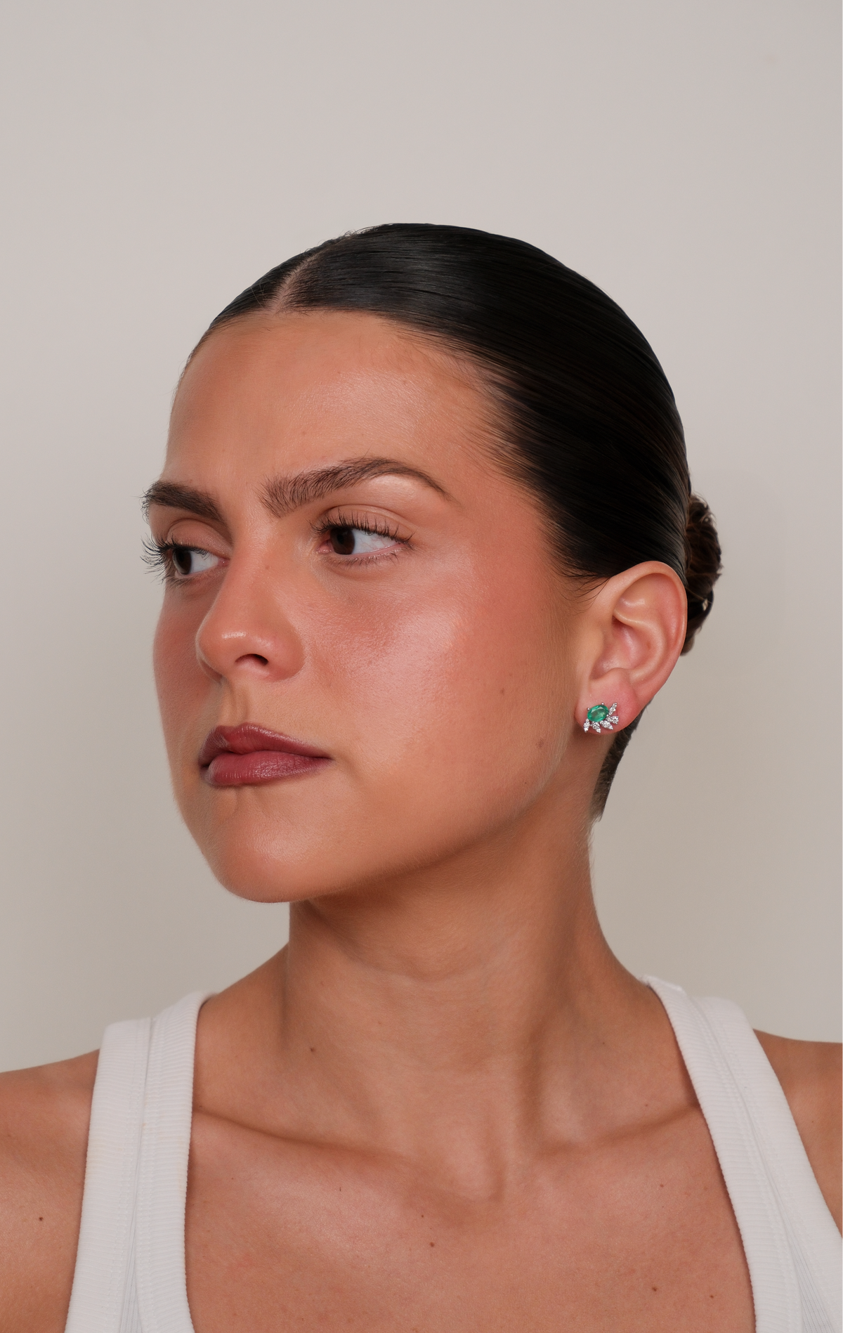 Brisa Emerald Half Flower Earrings