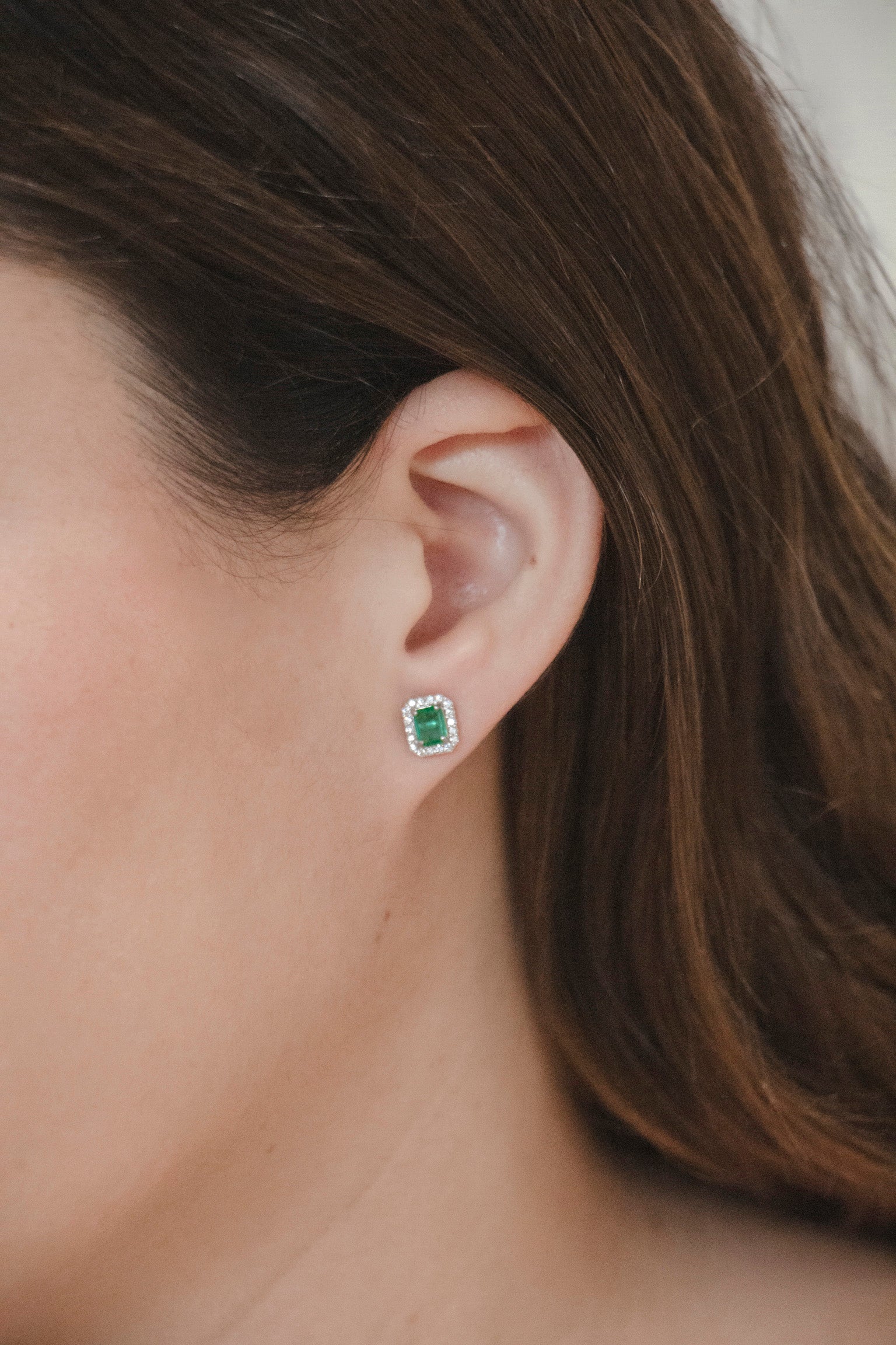 Natalie - Small Emerald Rectangular Earrings