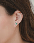 Natalie - Small Emerald Rectangular Earrings