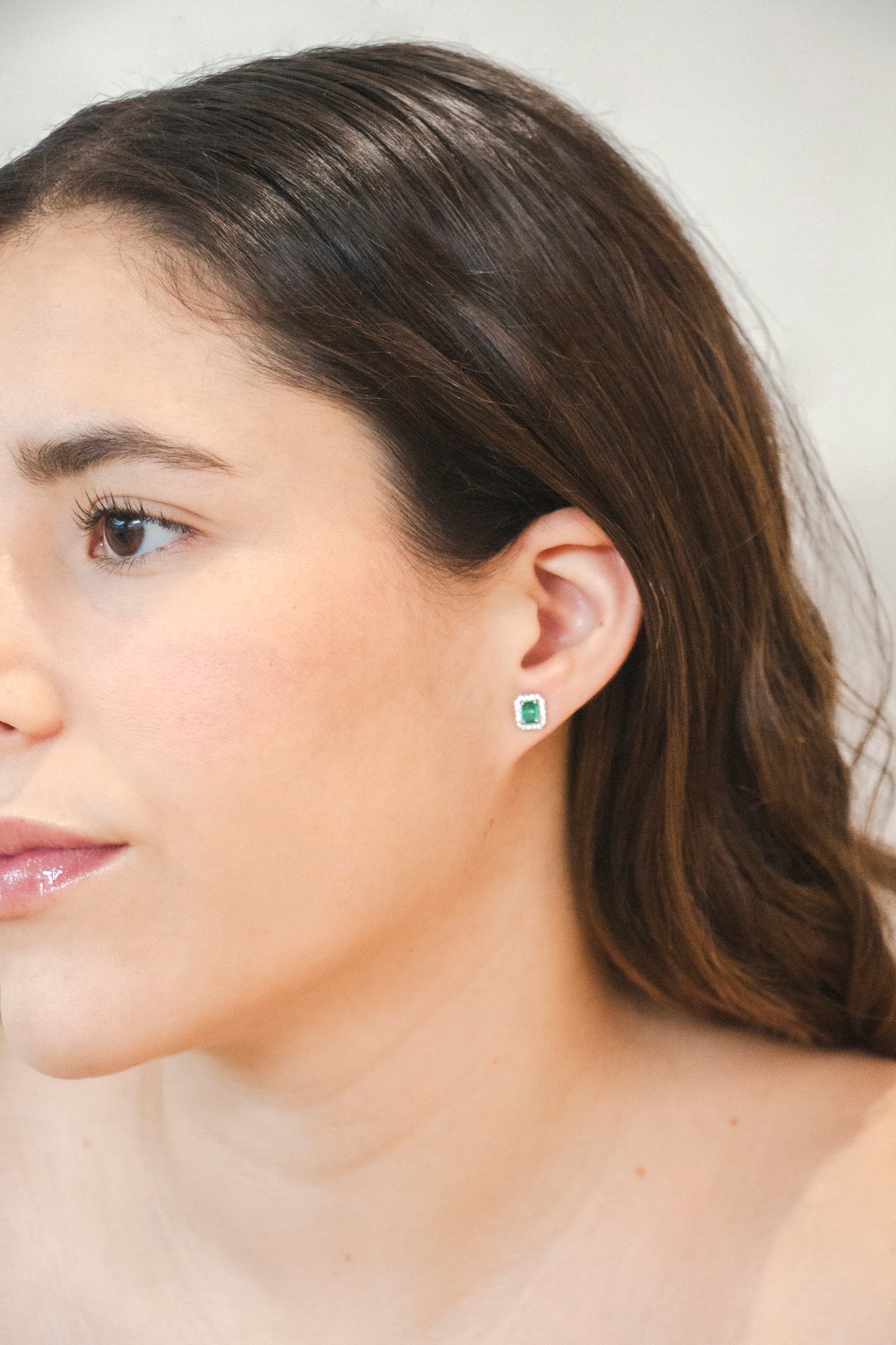 Natalie - Small Emerald Rectangular Earrings