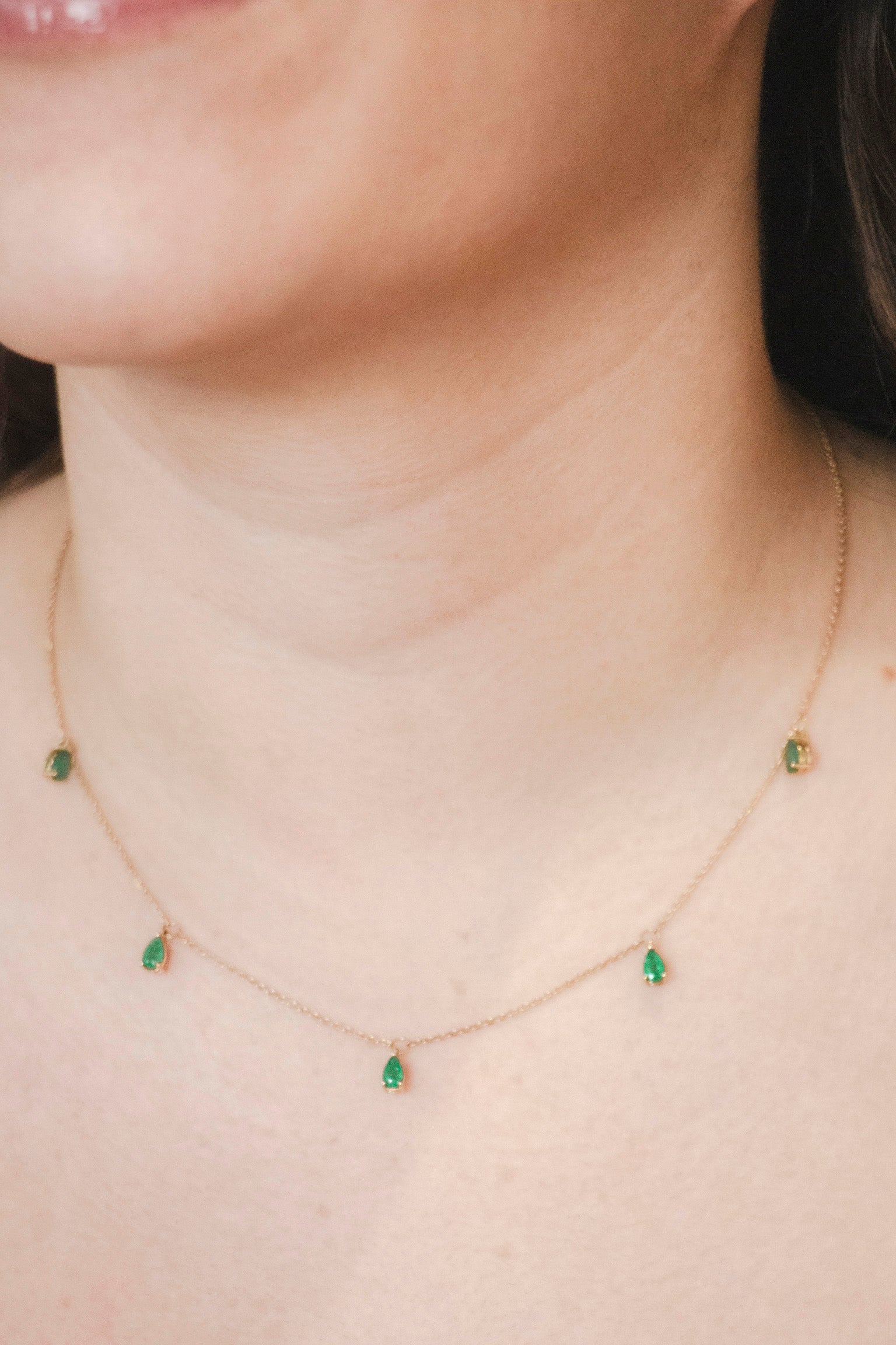 Emilia - Drop Emerald Necklace