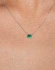 Zoe - Solitaire Square Emerald Necklace
