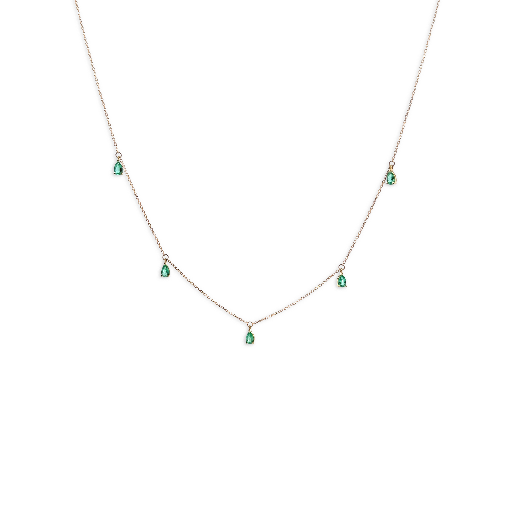 Emilia - Drop Emerald Necklace