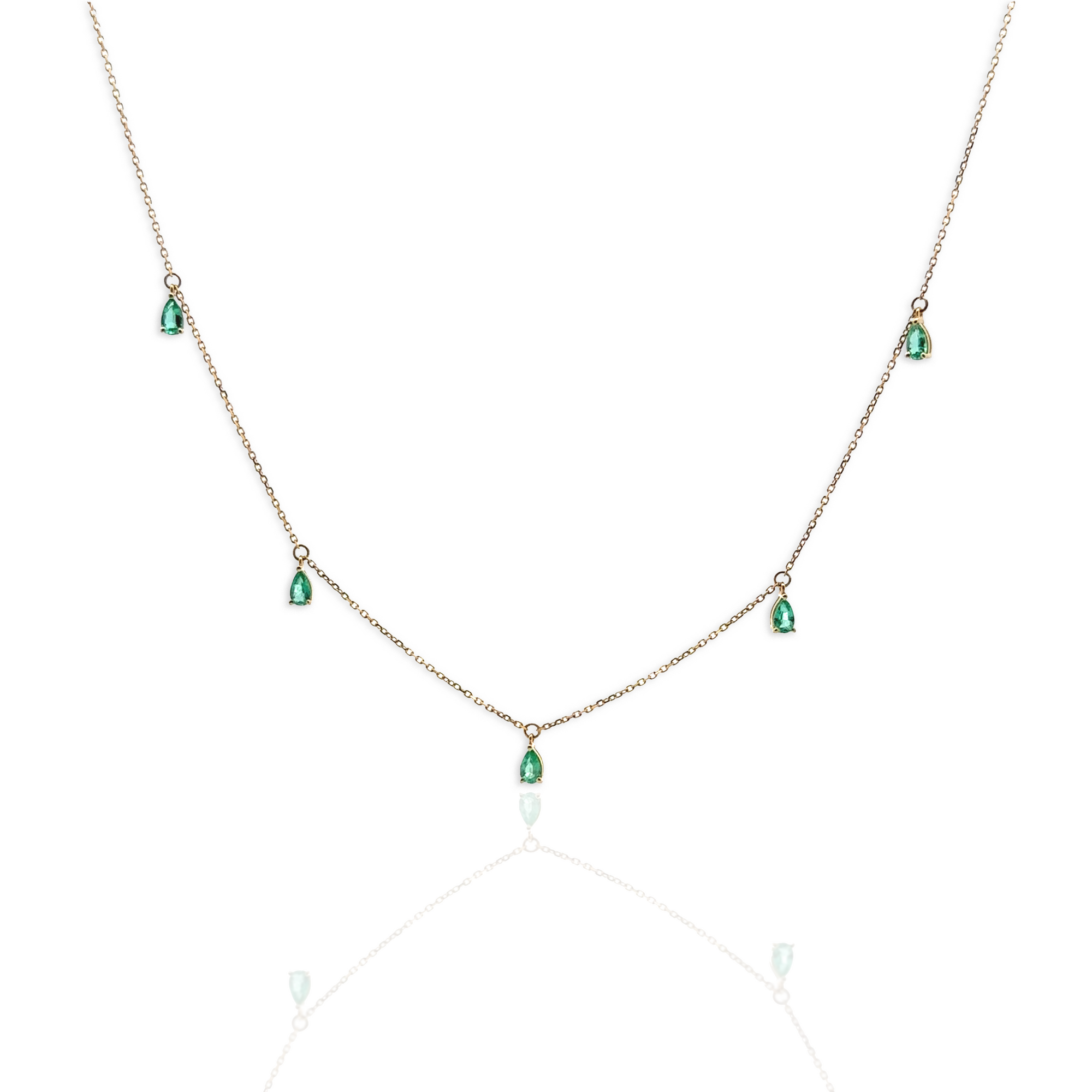 Emilia - Drop Emerald Necklace
