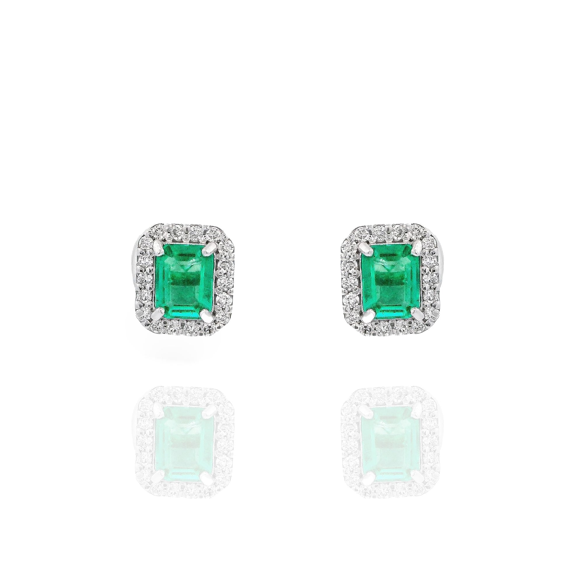 Natalie - Small Emerald Rectangular Earrings