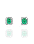 Natalie - Small Emerald Rectangular Earrings