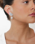 Riva - Cluster Diamond Earrings with Pearl