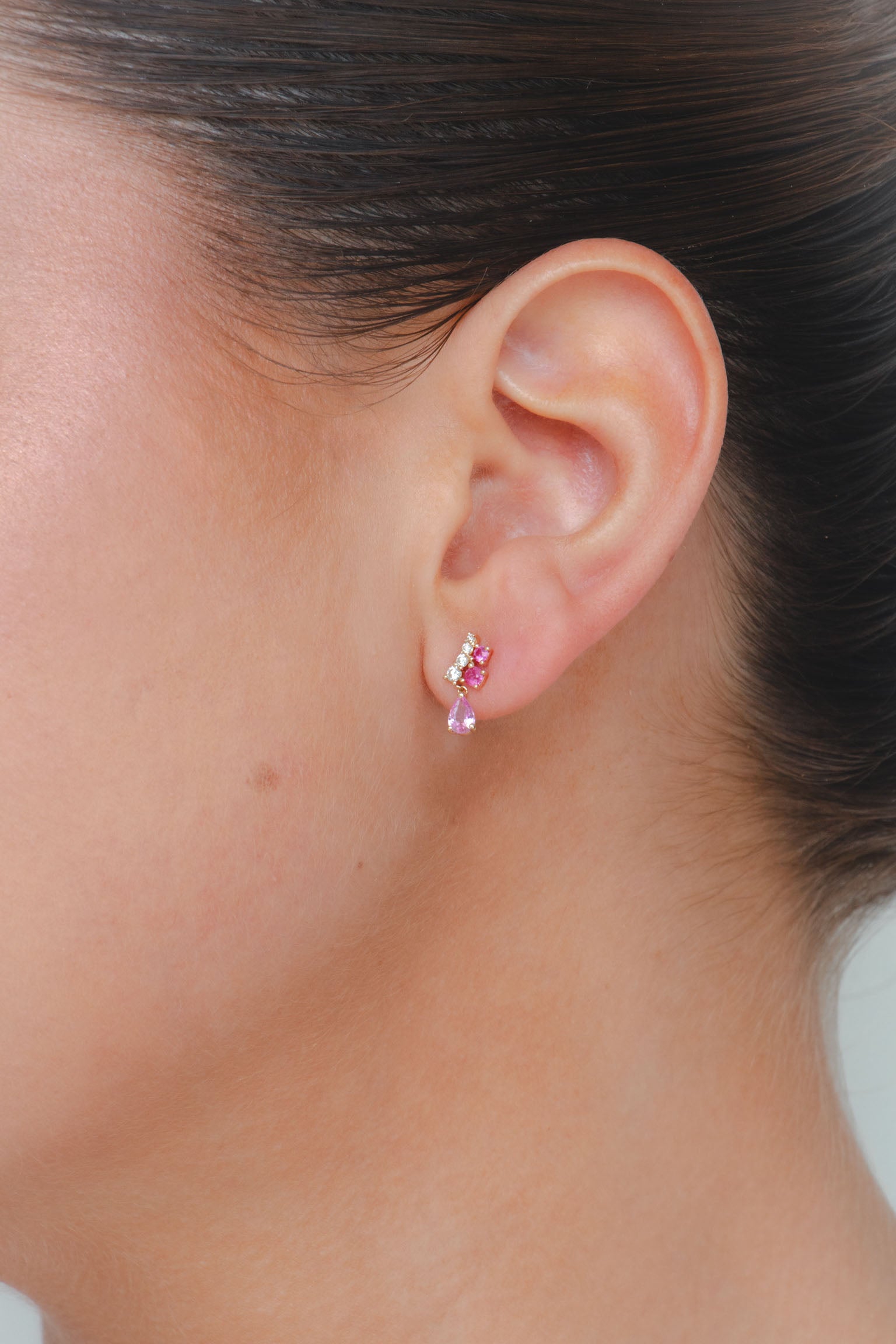 Eva - Mini Pink Sapphire Lucky Earrings