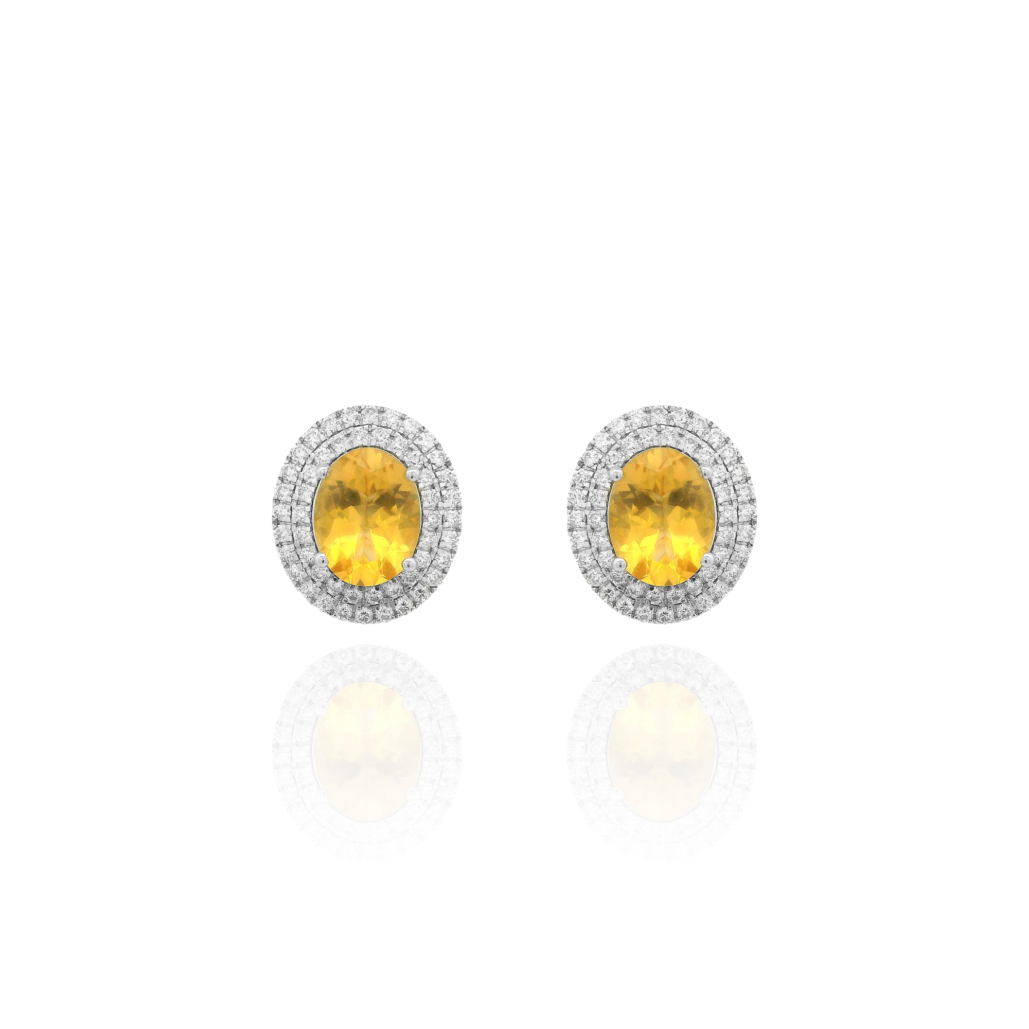 Alina - Yellow Double Halo Earrings
