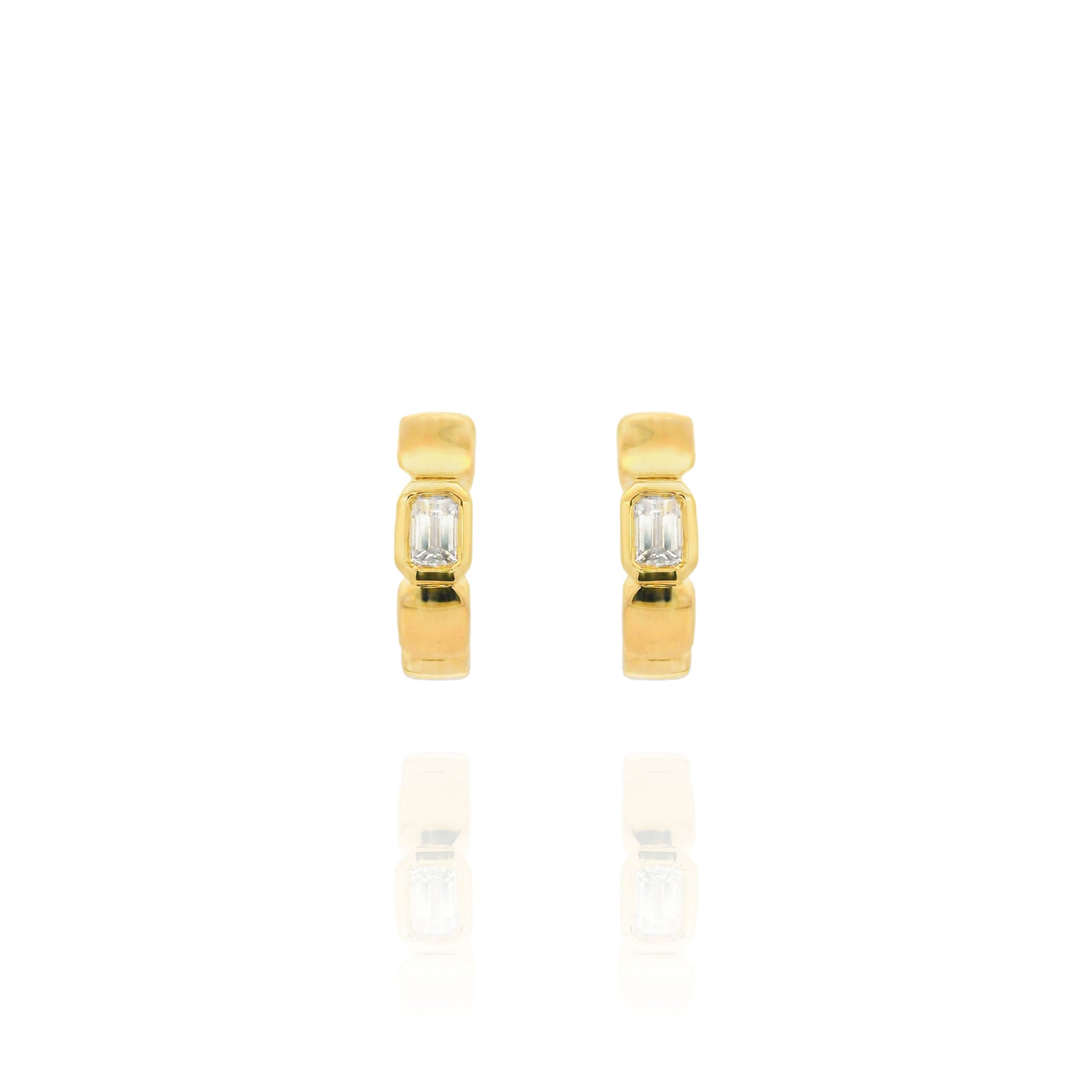 Sam - Gold Chunky Emerald Huggie