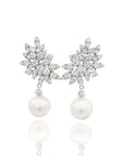 Riva - Cluster Diamond Earrings with Pearl