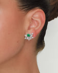 Nara - Big Flower Climber Emerald Earrings