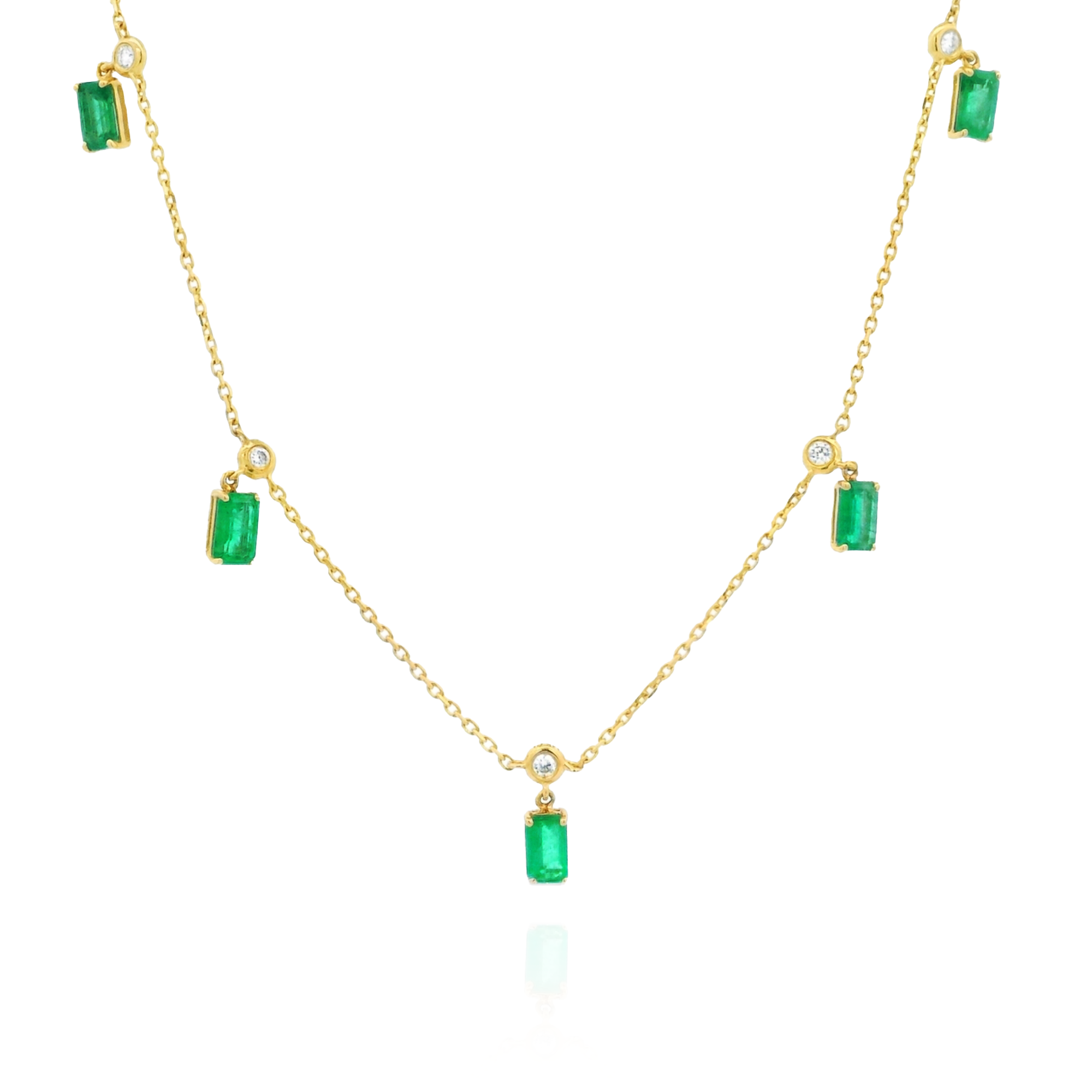 Lalia - Emerald Drop Necklace with Diamonds