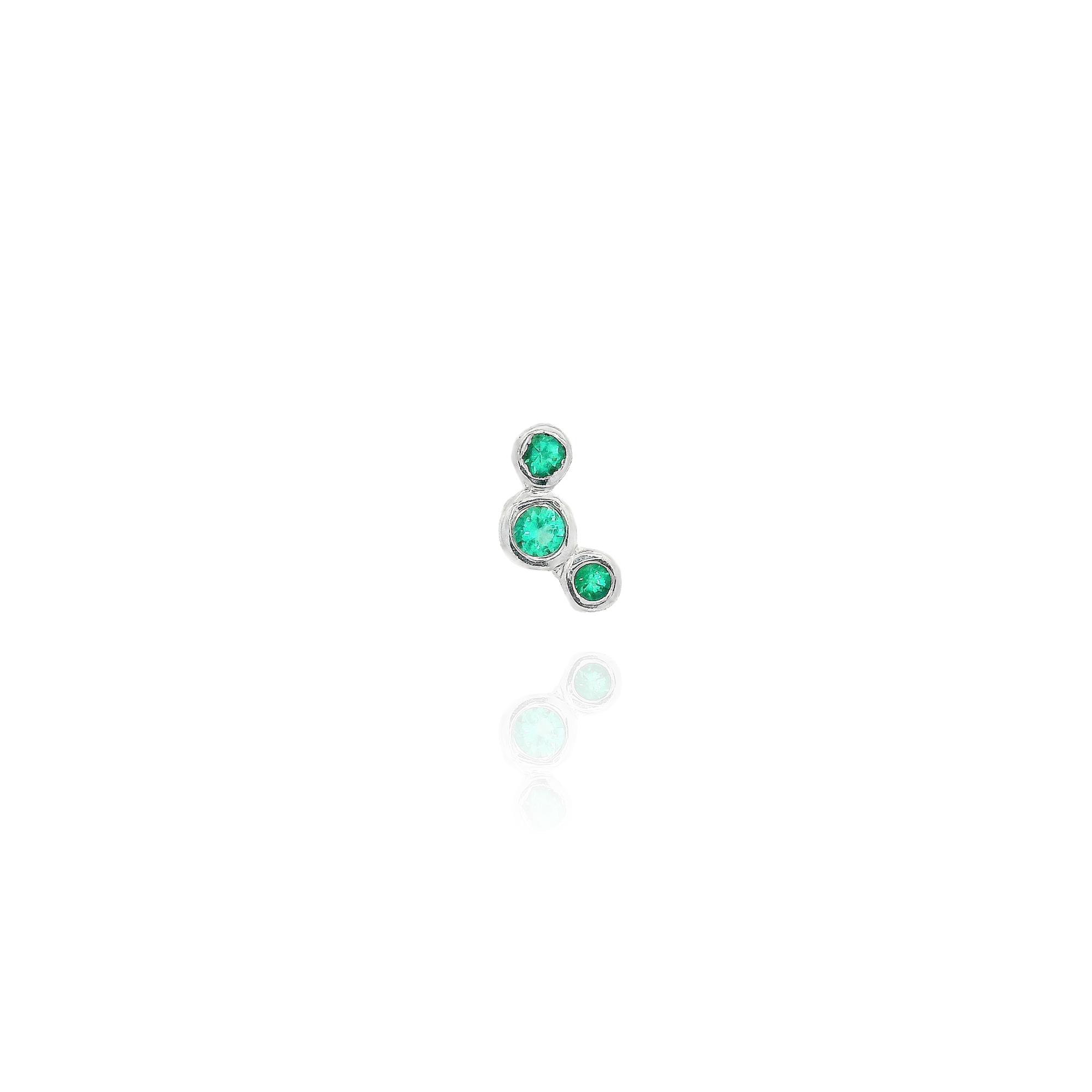 Isa - Mini Triple Bezel Emerald Piercing