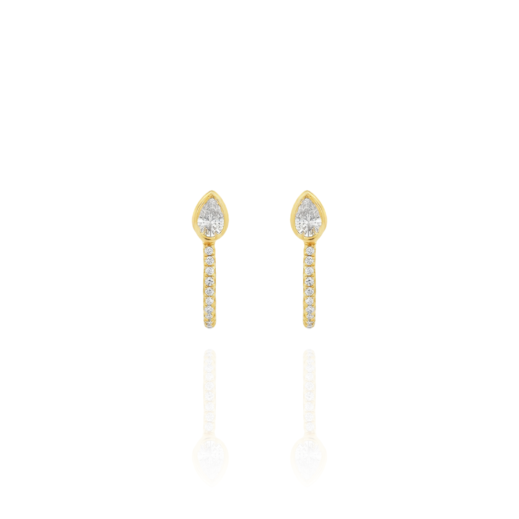 Amalfi -Mini Solitaire Pear Diamond Huggies