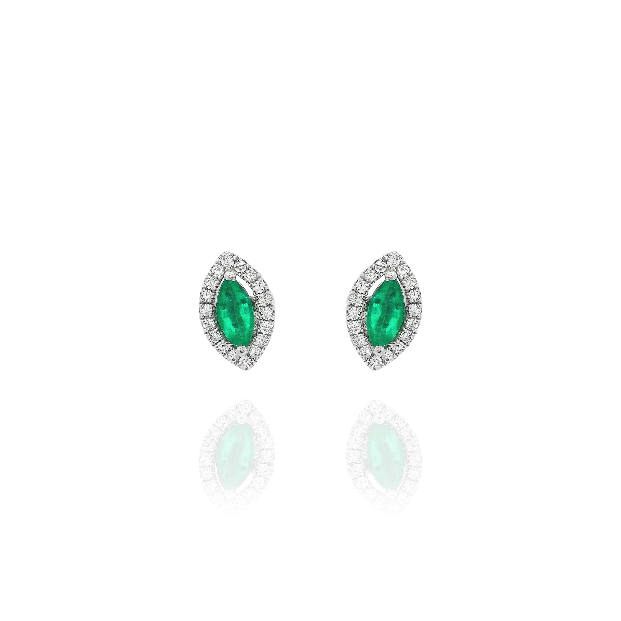Onda - Marquise Emerald Diamond Earrings