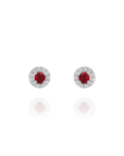 Lida - Mini Round Diamond Ruby Earrings