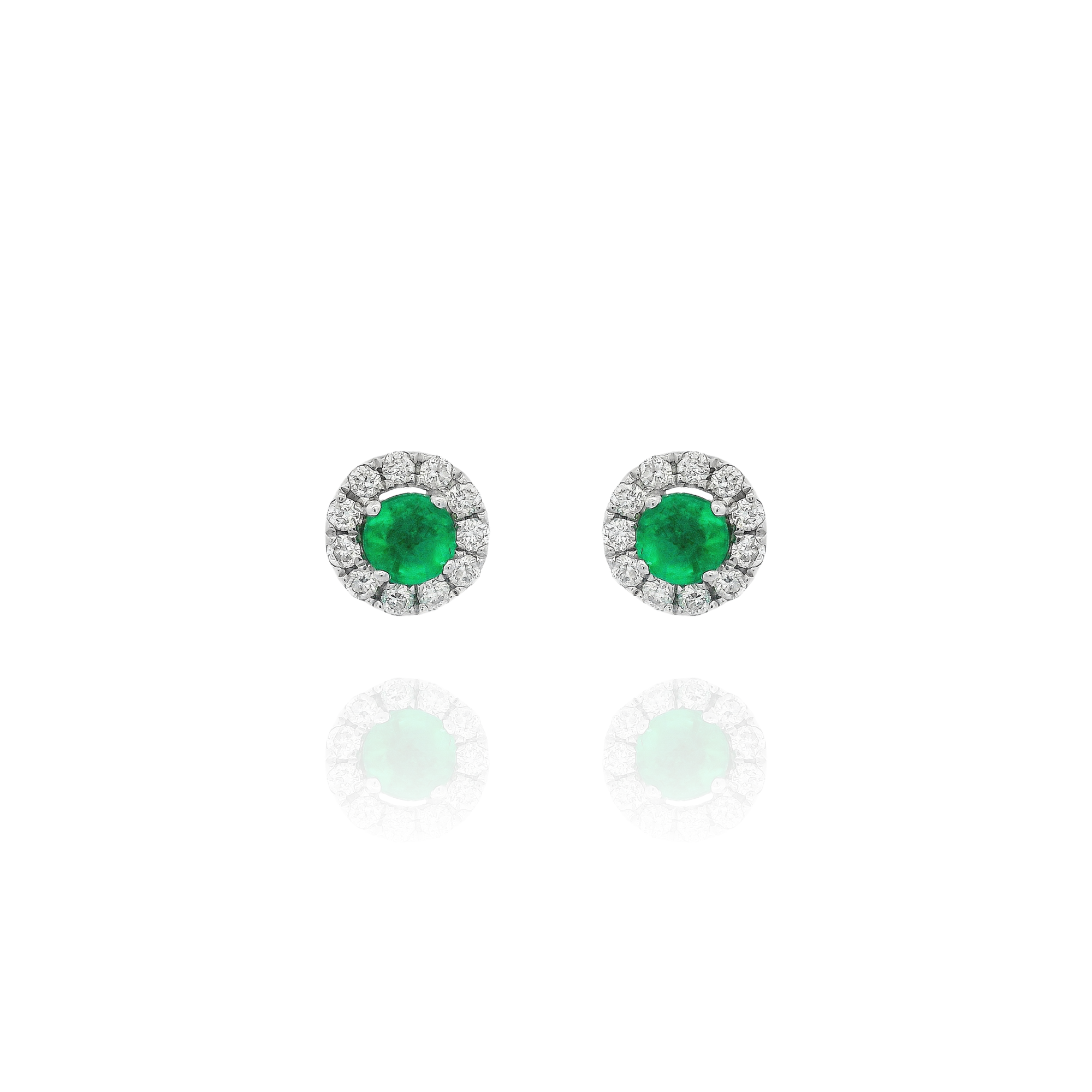 Lida - Mini Round Diamond Emerald Earrings
