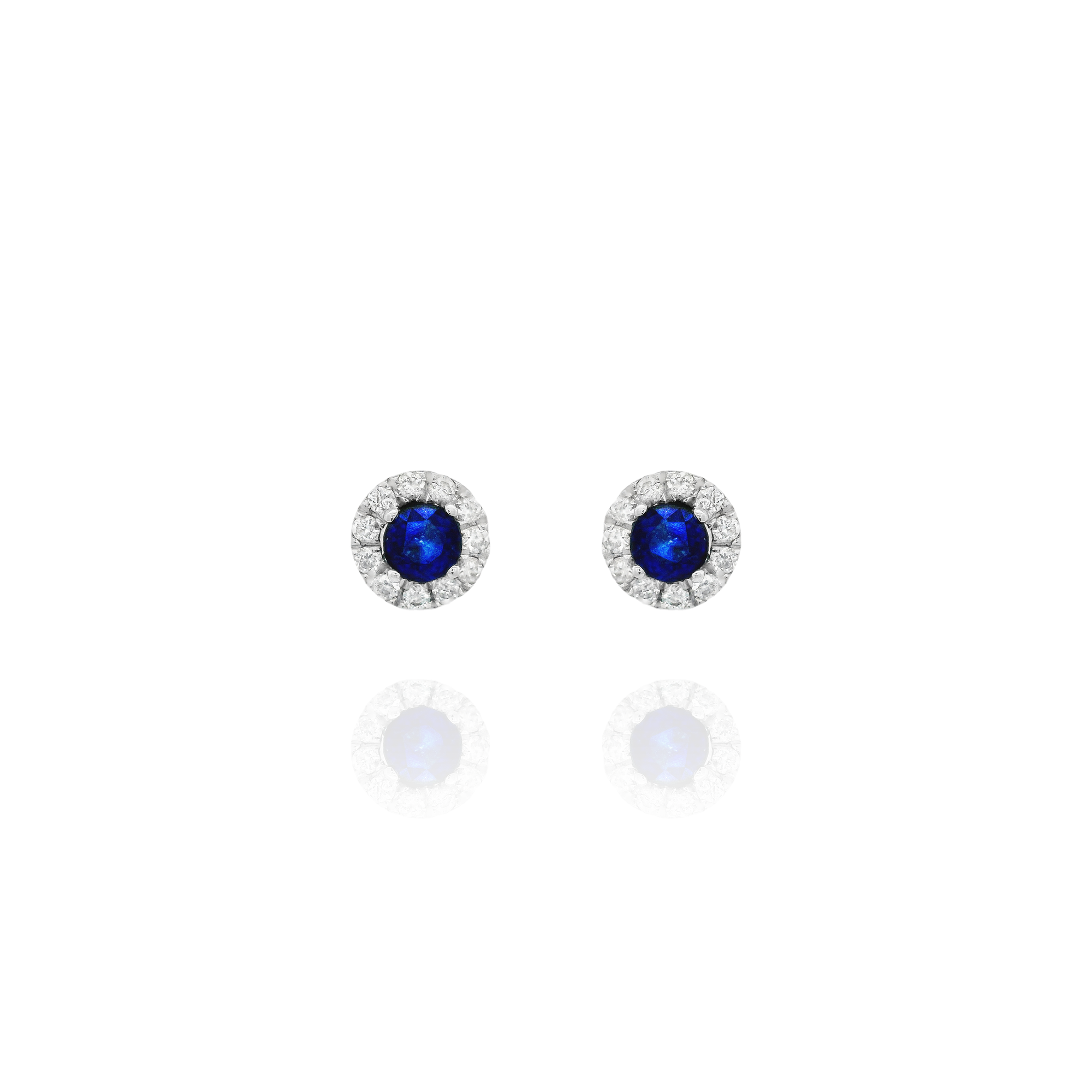 Lida -Mini Round Diamond Sapphire Earrings