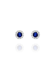 Lida -Mini Round Diamond Sapphire Earrings