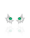 Nara - Big Flower Climber Emerald Earrings