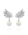 Riva - Cluster Diamond Earrings with Pearl