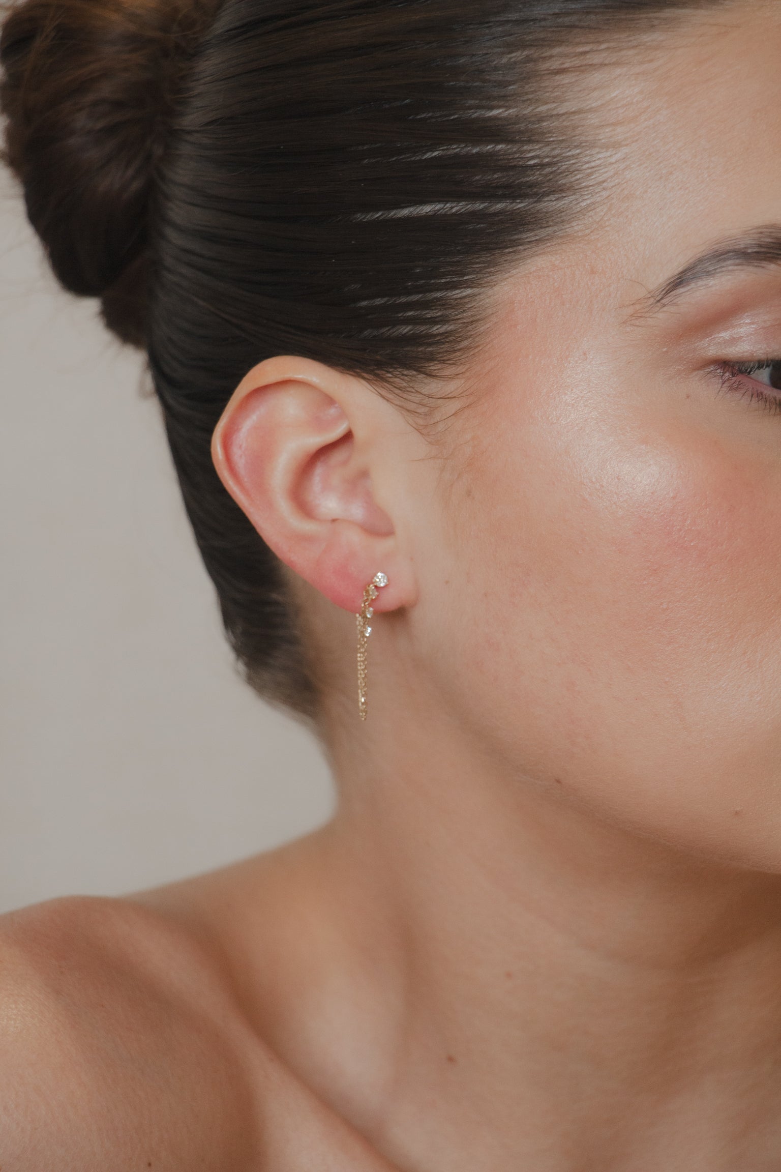 Kaia - 4 Diamonds Chain Earring
