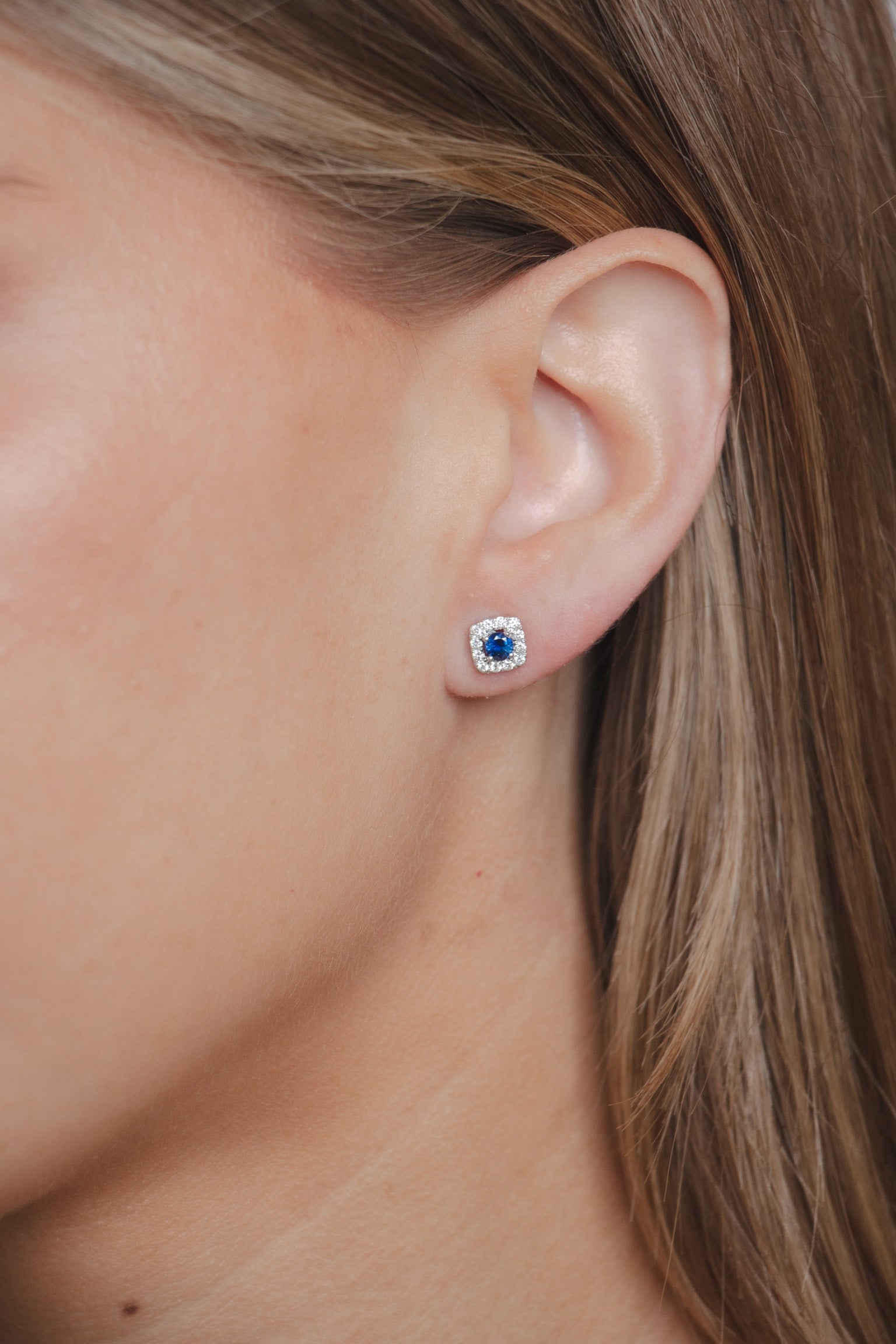 Dora - Mini Square Sapphire Earrings