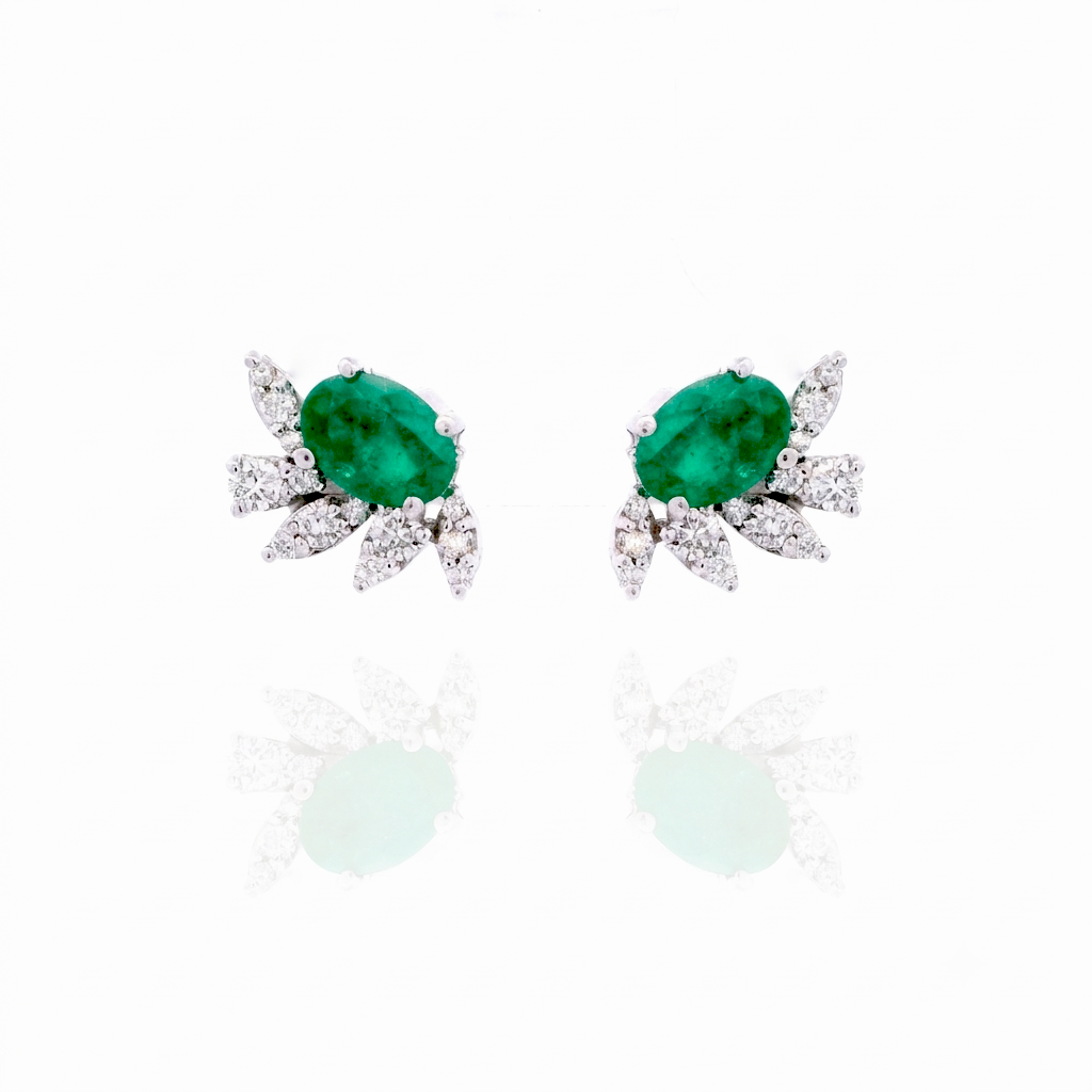 Brisa Emerald Half Flower Earrings