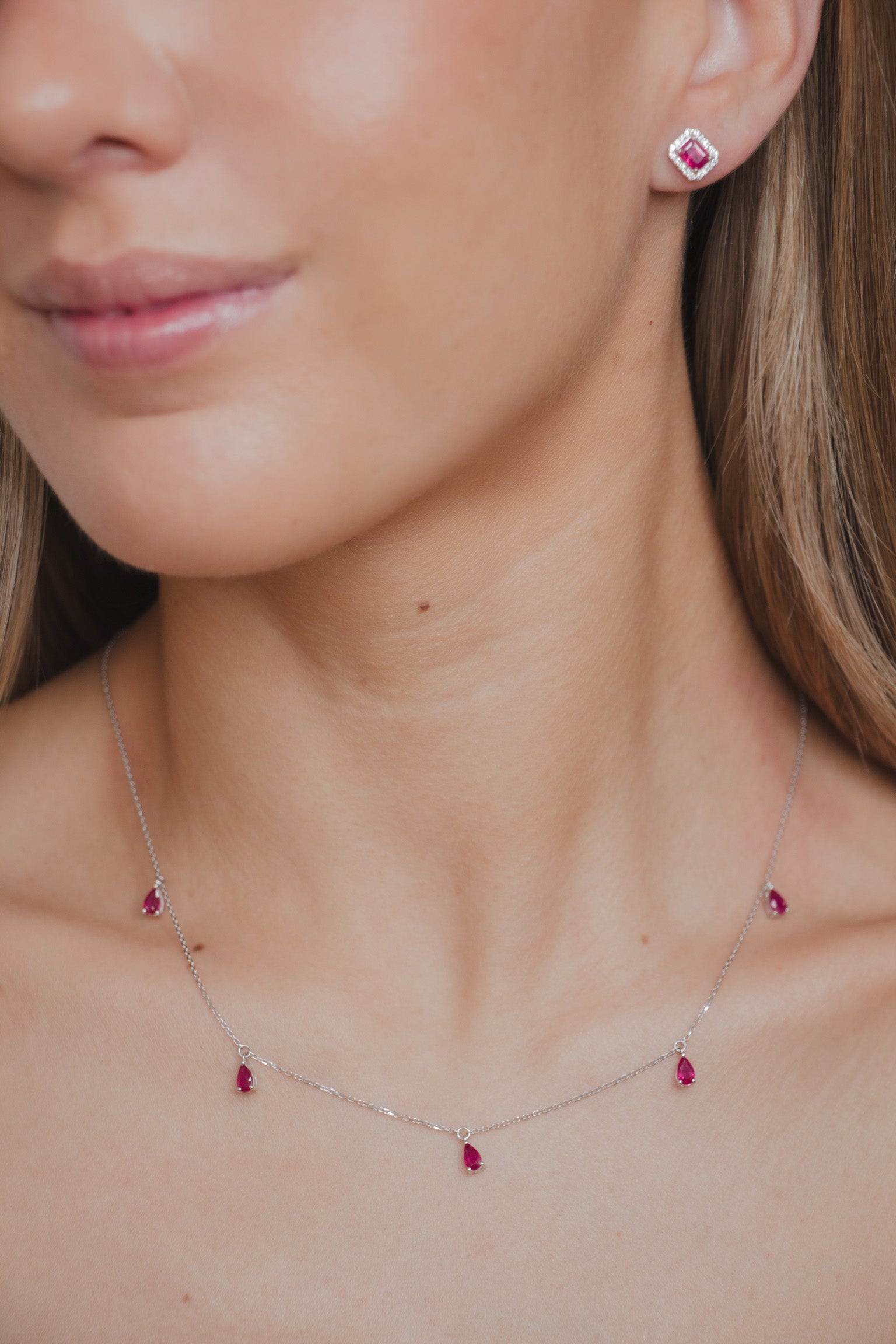 Joss - Ruby Drop Necklace