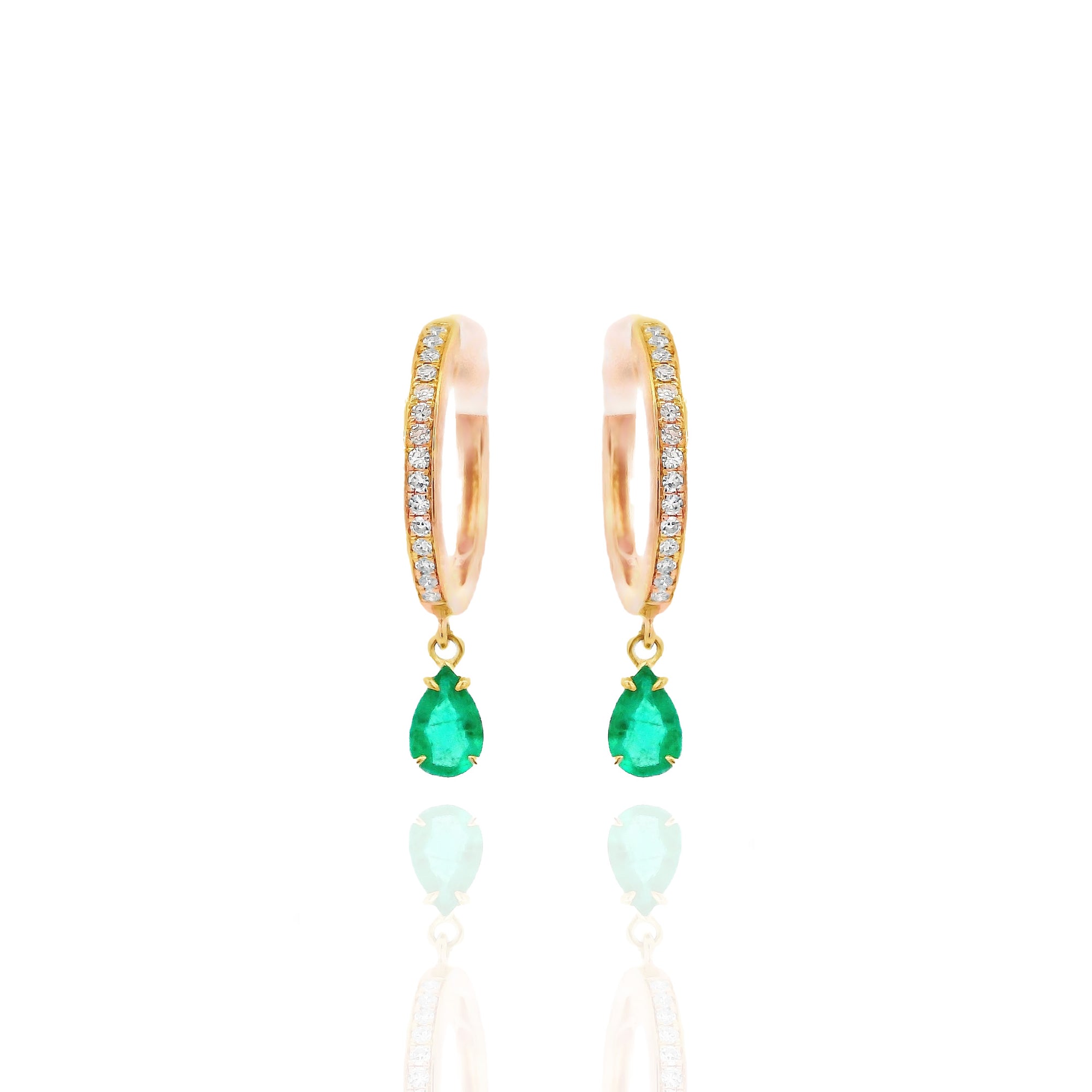 Sabina - Emerald Drop Hoops