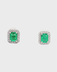 Natalie - Small Emerald Rectangular Earrings