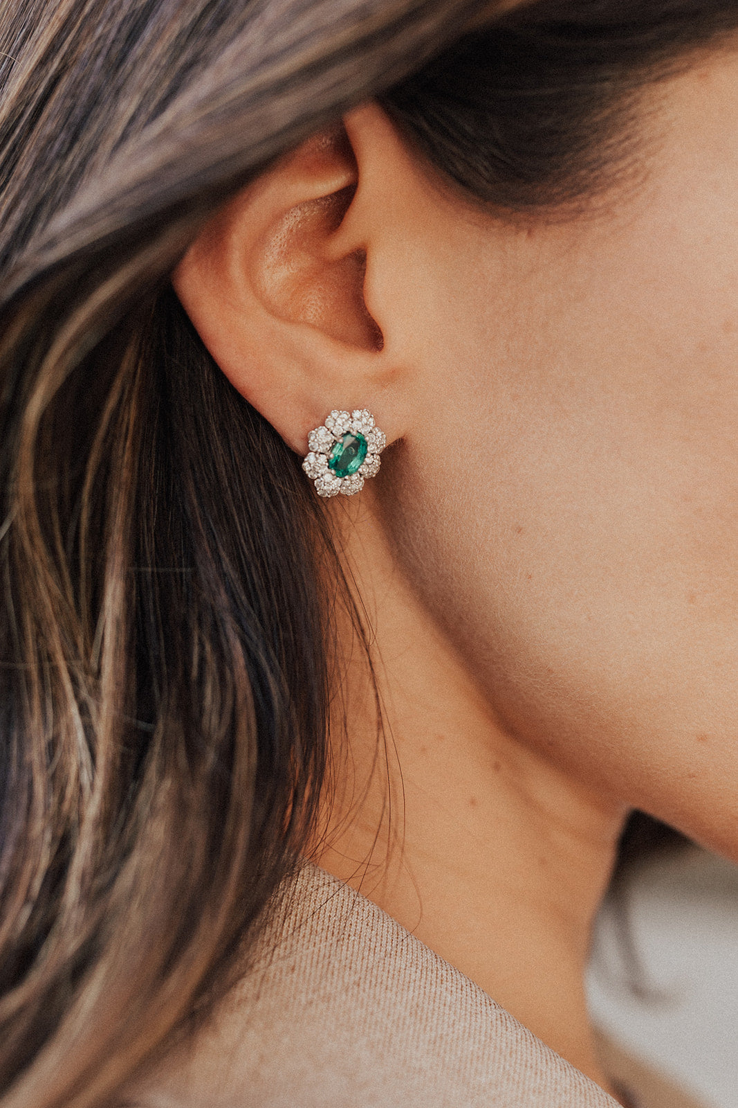 Grace - Emerald Floral Earring